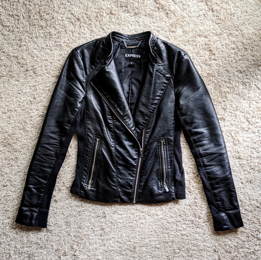 Express Asymmetrical Front Leather Jacket
